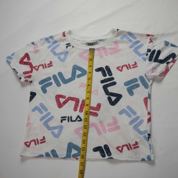 Fila Big Girl's Large 14/16 White Multicolored Logo Short Sleeve Tee - Picture 6 of 12